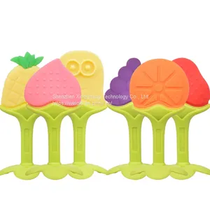 Infant Toddlers Silicone Teether Wholesale Customized Baby Chewable Fruit Shape BPA Free Silicone Baby Teething Toy Teether thumbnail-4