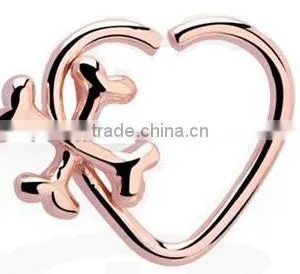 Heart and Cross Bone 316L Surgical Steel Tragus Cartilage Daith Body Piercing Jewelry thumbnail-1