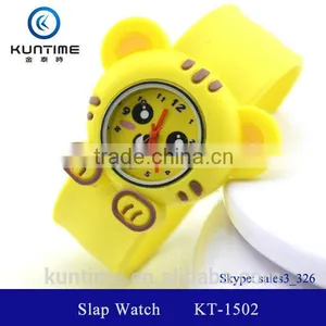Cute Tiger Slap Watch Glass Face Quartz Movt Silicone Strap for Child Quartz Analog Clock thumbnail-1