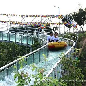 Scenic Area Large Glass Water Slide Net Red Project Outdoor Amusement Equipment Transparent High-altitude Rafting Manufacturers Customized thumbnail-1