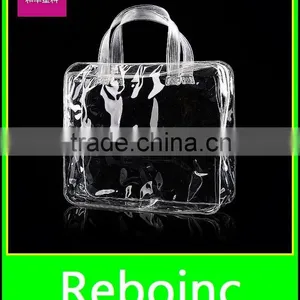 OEM Pink Frosted Pvc Plastic Manufacturer Cosmetic Bags With Handle for Girls thumbnail-1