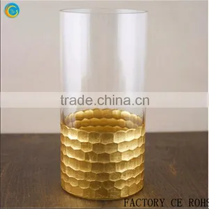 Petesdal Glass Cylinder Gold Vase /Gold Hurricane Candle Holder / Glass Container For Wedding thumbnail-2