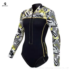 Front Zip Longarm Super Shorty Preppy Style Wetsuit Highleg Leotard Surf Suit Wet Suit for Diving thumbnail-1