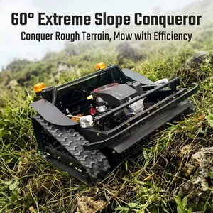 Remote Operated Industrial Grade 4-Stroke Single Cylinder Gasoline Cordless Self Propelled Steel Chassis Grass Trimming Machine thumbnail-1