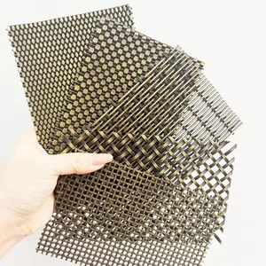 Outdoor Gold Brass Spiral Stainless Steel Architectural Elevator Decorative Woven Metal Wire Mesh Curtain Wall thumbnail-4