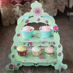 2 Layer or 3 Layer Disposable Cake Rack Paper Card Cake Stand for Eco-friendly Birthday, Wedding Parties or Baby Shower Dessert Display Shelf Tables thumbnail-2