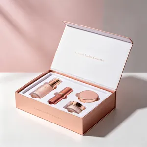 Cosmetic Folding Carton Box Custom Logo Printed Luxury Paper Packaging Box for Skincare Makeup Set thumbnail-1