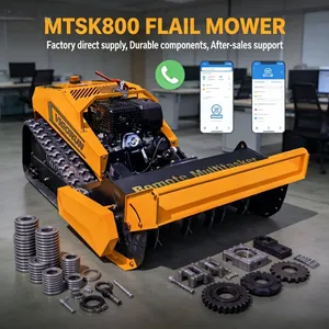 800mm Fernbedienbarer Mulchmäher auf Raupenfahrwerk, Benzinbetrieb, 60° Steigfähigkeit, Schlagmesser, Reichweite 200m thumbnail-1