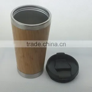 Mlife Manufacture Good Quality 450ml Inner 18/8 304 Stainless Steel Outer Bamboo Vacuum Tea Mug Flask, Custom Logo thumbnail-4