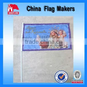 Custom Logo Design Plastic Hand Stick Flags For Church thumbnail-1
