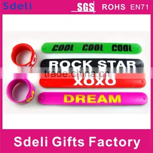 Manufacture Printed Custom Rubber Silicone Slap Bracelet thumbnail-1
