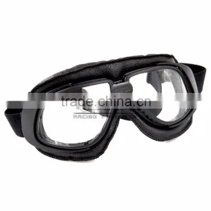 BJ-GT-007 High Quality Black Leather Clear Lens Goggles Motocross thumbnail-3