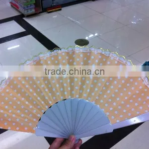 Plastic Fan With Green Dot ,glittler Edge for Advertising thumbnail-1