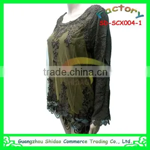 Custom Design Newest Top Quality Blouse Sleeveless Crocheted Fashion Lace Blouse thumbnail-2