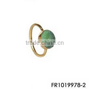 14K Gold Wholesale Emerald Druzy Stone Ring thumbnail-1