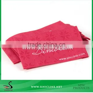 Sinicline Design Weaving Technics Damask Clothing Red Woven Label for Garment thumbnail-4