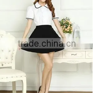 Wholesale AutumnSchool Uniforms Black Skirts White Short Sleeves Girls thumbnail-1