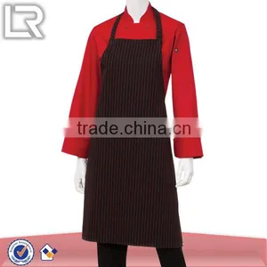Red Pin Striped Cheap Long Chef Bib Apron thumbnail-1
