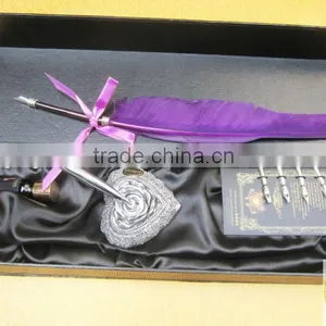 Eco-Friendly Promotional Gift Custom Purple Quill Pen Set thumbnail-1