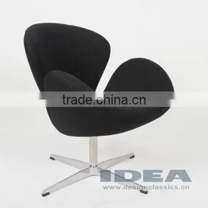 Replica Arne Jocabsen Swan Chair - Black Fabric thumbnail-1