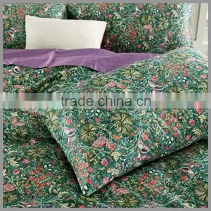 Cotton Reactive Printed Bedding Sets and Comforter Cover/ Green Base With Dense Flowers Printing Duvet Cover and Pillow Covers thumbnail-3