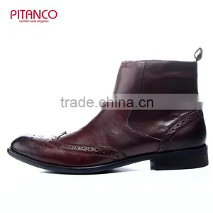 British Style Brush Color Cowhide Brogues Mens Boots thumbnail-2