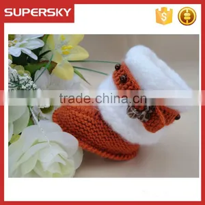 V-127 Fashion Knit Pattern Warm Crochet Baby Shoe Knitted Toddler Indoor Slippers Shoe thumbnail-2