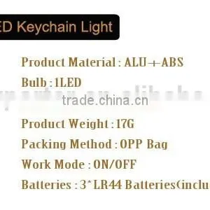 ALU+ABS 1 LED Key Chain Flashlight With 3*LR44 Battery, Promotional Keychain LED Light thumbnail-2