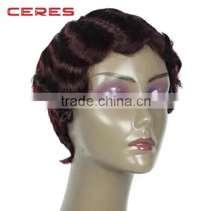 in Stock 100% Human Hair New Style Short Wavy Wig, Different Colors Short Human Hair Wig thumbnail-5