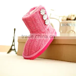 Crochet Knitting Cheap Indoor Outdoor Pink Baby Shoes for Girls thumbnail-3