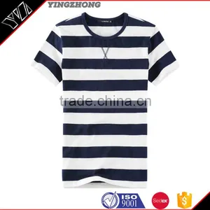 Wholesale Clothing High Quality 100%cotton o Neck Stripes Tshirts Bulk With Chian Clothes Factory Supplier's Choice thumbnail-1