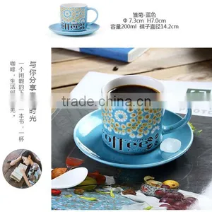 Jingdezhen Hand Drawing Latte Machiatto Coffee Cup With Plate and Spoon Supplier's Choice thumbnail-6