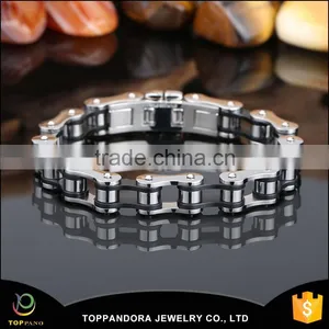 Fashion New Design Men's Bracelet Stainless Steel Top Quality Silver Bike Chain Style Finger Chain Ring Bracelet thumbnail-1