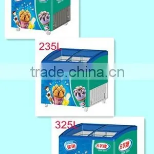TOP QUALITY Double Glass Door Curved Chest Freezer for Sale thumbnail-3