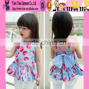 Beautiful Baby Girls Ruffle Shirt Back Big Bow Girls Ruffle Shirt thumbnail-1