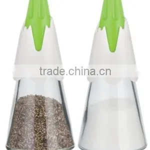 SINOGLASS 2 Jars 95ml Snow Mountain Shape Top Glass Salt and Pepper Spice Jar Rack Set thumbnail-2