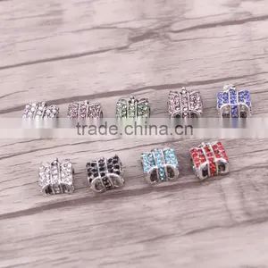 Bag Shape Crystal Rhinestone Metal Beads Dark Silver Plated Jewelry Big Hole European Bead Fit For Charms Bracelets thumbnail-1