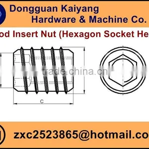 Insert Nut/ Wood Insert Nut / Hex Socket (Furniture Fastener); Bright(White)/Blue/Yellow Zinc Plated; M6, M8, M10 thumbnail-4