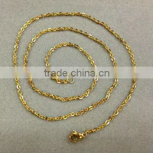 24k Gold Plated Stainless Steel 2x450mm Fashion Necklace Chain thumbnail-1