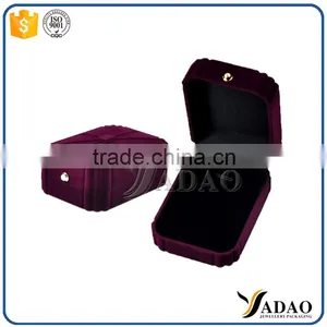 Customized With Botton Flocking Velvet Cover Ring Packaging Box thumbnail-1