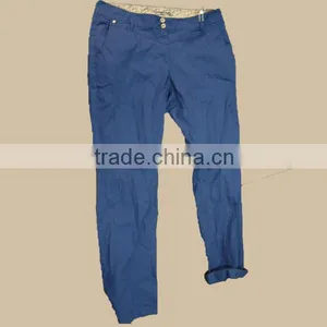 Long Cotton Casual Style Autumn Loose and Comfortable Blue Pants for Women thumbnail-1
