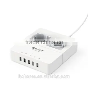 White Super Speed EU Type 6 USB Charging Ports Power Strip for Tablet PC / IPhone thumbnail-1