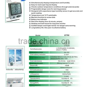 AZ87792 External Probe Digital Indoor Outdoor Thermometer Hygrometer With Alarm thumbnail-6