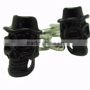 Novelty Jewelry Charms Black Skull Cufflinks for Men's Gift thumbnail-2