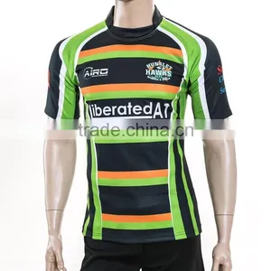 Tight Fit Newest Cheapest Yellow and Green Rugby Jersey thumbnail-1