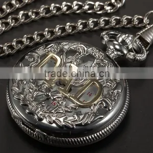 Silver Skeleton Pendant Chain Analog Quartz Men's Pocket Watch thumbnail-2