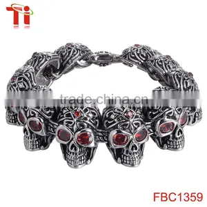 Fast and Furious 7 Moive Silver Color Stainless Steel Skull Skeleton Bracelet Titanium Steel Bangle for Men Fashion Jewelry thumbnail-1