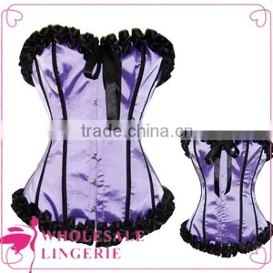 Women Fashion Lace Brocade Pattern Corset With Polka Dot thumbnail-6