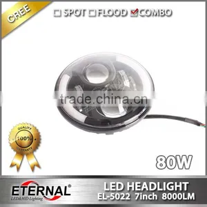 80W 7in Round 4WD Off-road Truck SUV Automotive Vehicles Sealed Dual Beam Led Headlight Lamp thumbnail-2