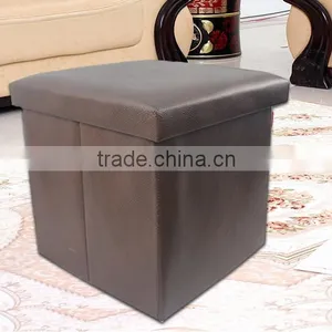 Store More Leather Folding Storage Stool thumbnail-3